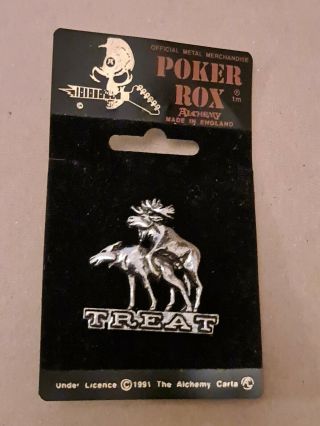 Treat Rock Band Alchemy Poker Rox Pewter Pin Badge Clasp Rare Deadstock