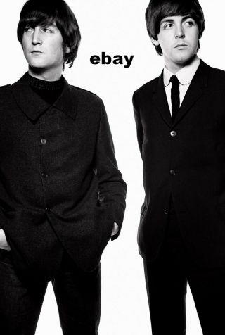 John Lennon & Paul Mccartney 1965 Brilliant In Dark Suits Handsome Beatles Photo