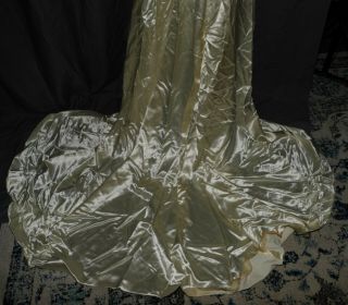 Vintage Satin Dress Gown Wedding Buttery Slick Glossy Silky Sissy Satiny Bust 38