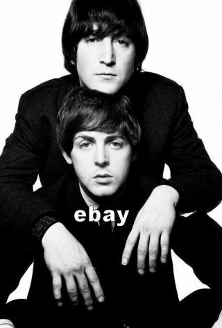 John Lennon & Paul Mccartney 1965 Young Beatles Songwriters B&w Photo