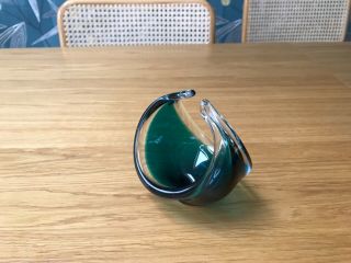 Mid Century Aqua Blue Art Glass Bowl 13cm X 11.  5cm X 10cm P&p