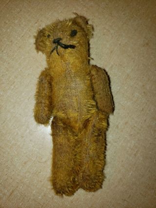 Antique Small 5 Inch Tall Teddy Bear With Jointed Arms & Legs
