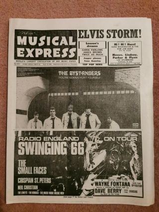 Nme Dated July 22nd 1966 Swinging 66 Concert The Small Faces