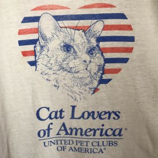 Vtg Cat Lovers Of America Paper Thin Soft Washed Out Distressed T - Shirt Xl