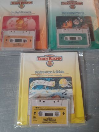 Choose Any 3 Teddy Ruxpin Cassette Tapes With Matching Books.  Worlds Of Wonder