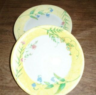 Set Of 8 Corelle Sun Garden Yellow Rim Bread And Butter Dessert Plates 7 1/4 "