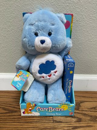 2002 Care Bear With Vhs Blue Grumpy Bear Plush Rain Cloud