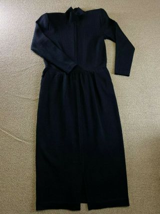Vintage St John By Marie Gray Dress Knit Black Womens Sz 4 Usa Long Sleeve