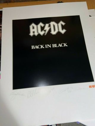 Acdc Official Back In Black Fine Art Print Lithograph Official