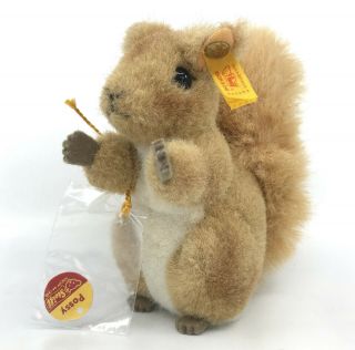 Steiff Possy Squirrel Plush 12cm 5in Id Button Tags 1990s Vintage
