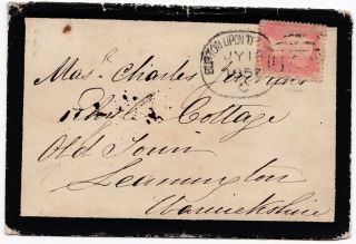 1857 Staffordshire Mourning Env Burton Upon Trent Spoon Postmark Leamington