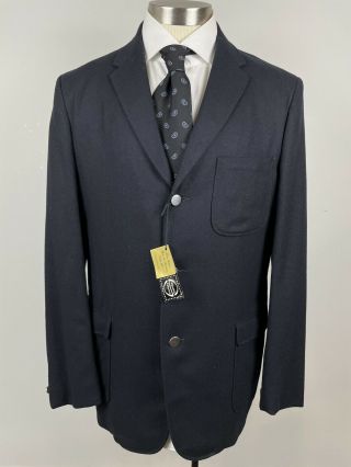 Nos Vtg 50s 60s Classic Mens 40l Black Wool School Blazer 3 Button Sport Coat