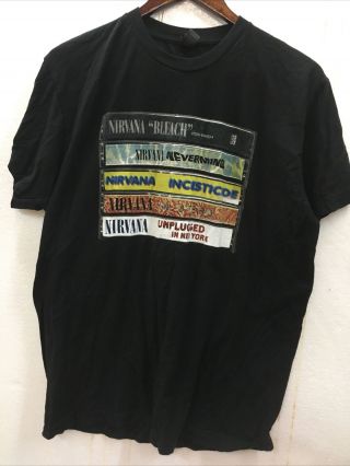 Nirvana T Shirt Bleach Nevermind Insecticide In Utero Unplugged In York - L