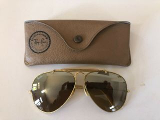 Rare Retro Ray Ban Sunglasses Aviator Type,  Brown 58 Mm Clear Lens,  Usa Made