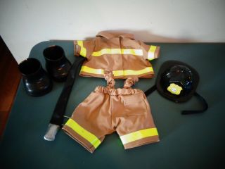 Build A Bear Firefighter Fireman Outfit Hose Boots Helmet Bab Costume