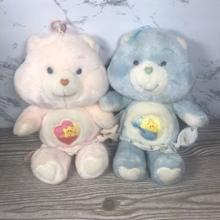 Set Of 2 Vintage 1983 Kenner 11” Care Bears Plush - Baby Hugs & Tugs W/ Diapers