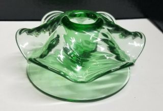 Vintage Fostoria Mushroom Green Swirl Glass Candlestick Candle Holder 6 Inches