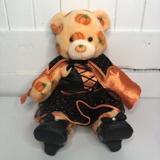 Build - A - Bear With Pumpkin Nose Orange Bear Halloween Fall Retired 16” W/ Clothes