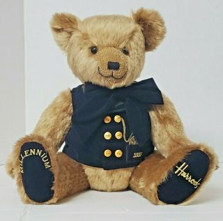 Collectible Harrods Millennium 18 " Teddy Bear 2000 Jointed With Tag