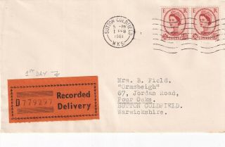 1 Feb 1961 4 1/2d Definitive First Day Of Recorded Delivery Cover Machine Cancel