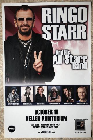 Ringo Starr Concert Poster Flyer 11x17 On