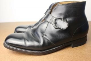 Vtg 60s Florsheim Black Leather Dress Buckle Monk Strap Boots Shoes 10.  5 E Usa