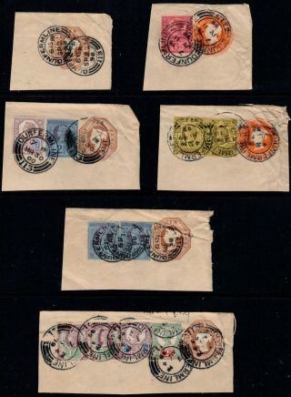 1898 - 1900 Qv “jubilee” Stamps Inc Postal Stationary On Piece X 6