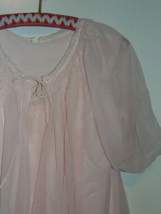 Vtg Dorsay Montex Peignoir Set Lingerie Nightgown Robe Babydoll Pink Chiffon Xl?