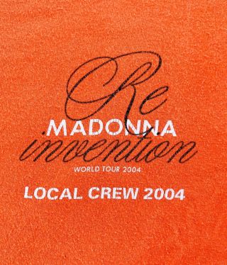 2004 Madonna Re - Invention Local Stage Crew T Shirt Xl Orange Rare