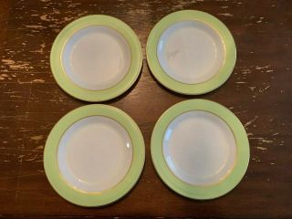 Vintage Pyrex Lime Green With Gold Trim 10 Inch Dinner Plate Set Of 4 A