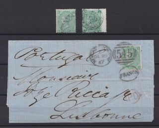 Lot:38740 Gb Qv Cover Entire Newcastle To France Dec 1867 Bearing 1s Green A