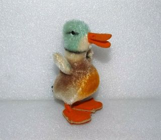 Vintage Steiff Germany Plush Mohair Duckling W/ Button Stuffed Duck Toy Animal