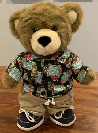 Build A Bear Teddy Bear Hawaiian Shirt Khaki Shorts Shoes 16 "