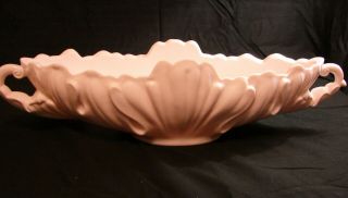Vintage Pink Milk Glass Console Bowl Scroll And Leaf Pattern