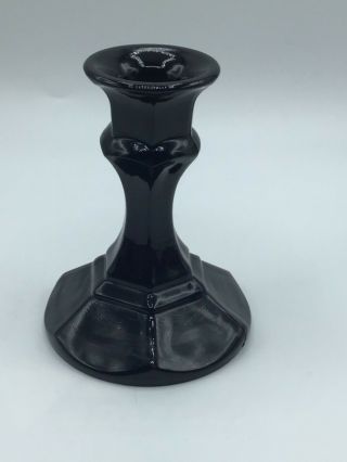Vintage Black Glass Candlestick Candle Holder Gothic Style