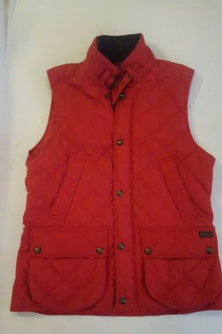 Polo Ralph Lauren Equestrian Style Quilted Vest Red Womens Medium