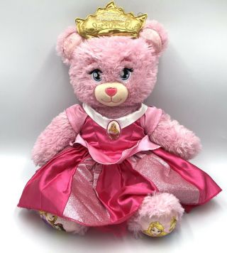 Build A Bear Disney Princess Pink Sparkle Bear Aurora Dress Light Up Crown Music