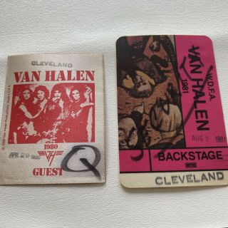 (2) Vintage Van Halen 1981 Ater Show Backstage Passes/ Stickers