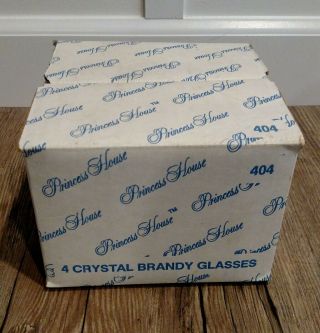 4 Princess House Heritage - 404 Etched Crystal Brandy Snifter Glasses 2