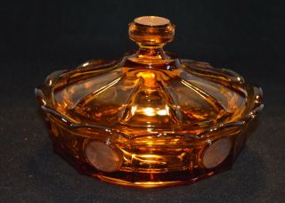 Vintage Fostoria Amber Coin Glass Candy Dish