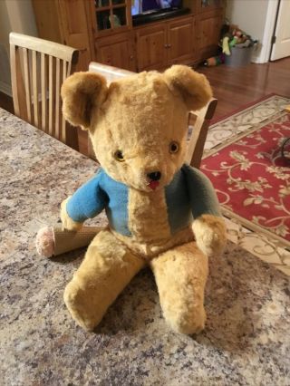 Vintage Antique Teddy Bear With Ice Cream Cone Unknown Maker Very Good Cond