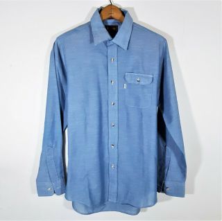 Vintage Levis Blue Chambray Shirt 70s 80s Work Utility Button Up Made In Usa M
