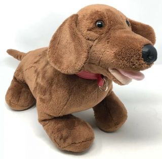 Build A Bear Plush Dachshund Dog Brown Puppy Red Collar Hot Dog Wiener Kennel