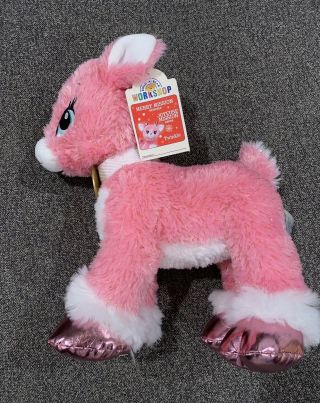 2016 Build A Bear Workshop Babw 14 " Pink Glitter Metallic Twinkle Plush Reindeer