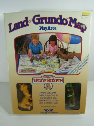 1986 Land Of Grundo Map Play Area - World Of Teddy Ruxpin Worlds Of Wonder Nos