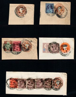 1898 - 1902 Qv & Kevii “jubilee” Stamps Inc Postal Stationary On Piece X 5