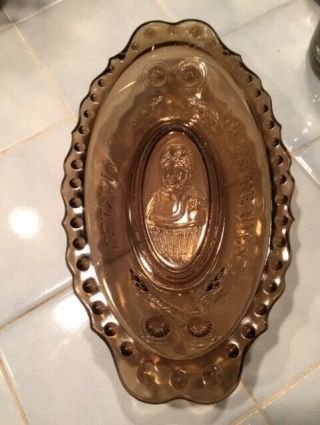 Imperial Amber Glass 9” Serving Dish Loves Request Is Pickles Lady Girl Vintage