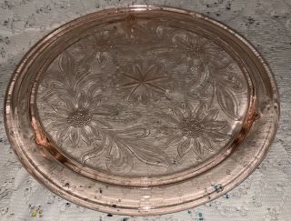 Vintage Pink Depression Glass Cake Plate