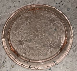 Vintage Pink Depression Glass Cake Plate 2
