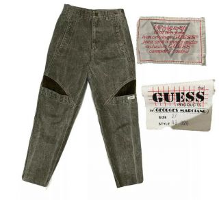 Vtg Guess Jeans By Georges Marciano Women 1980s High Waist ribbed insets sz 27 3